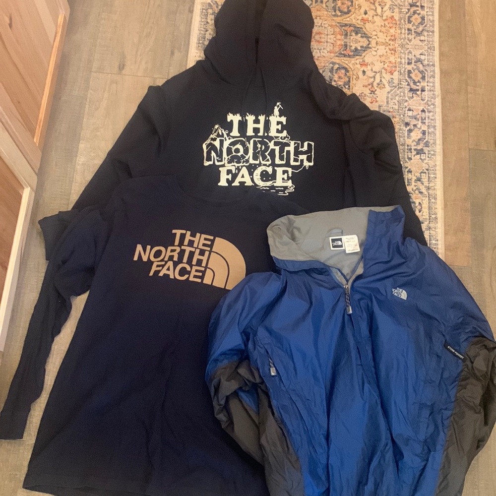 North face hoodie , windbreak and long sleeve tee